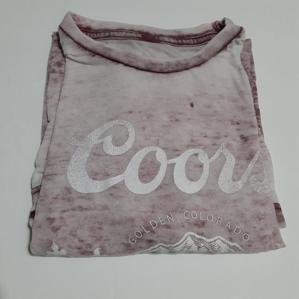 5/$20 Tee Luv Women's Coors Golden Colorado Sheer Short Sleeve T Shirt L